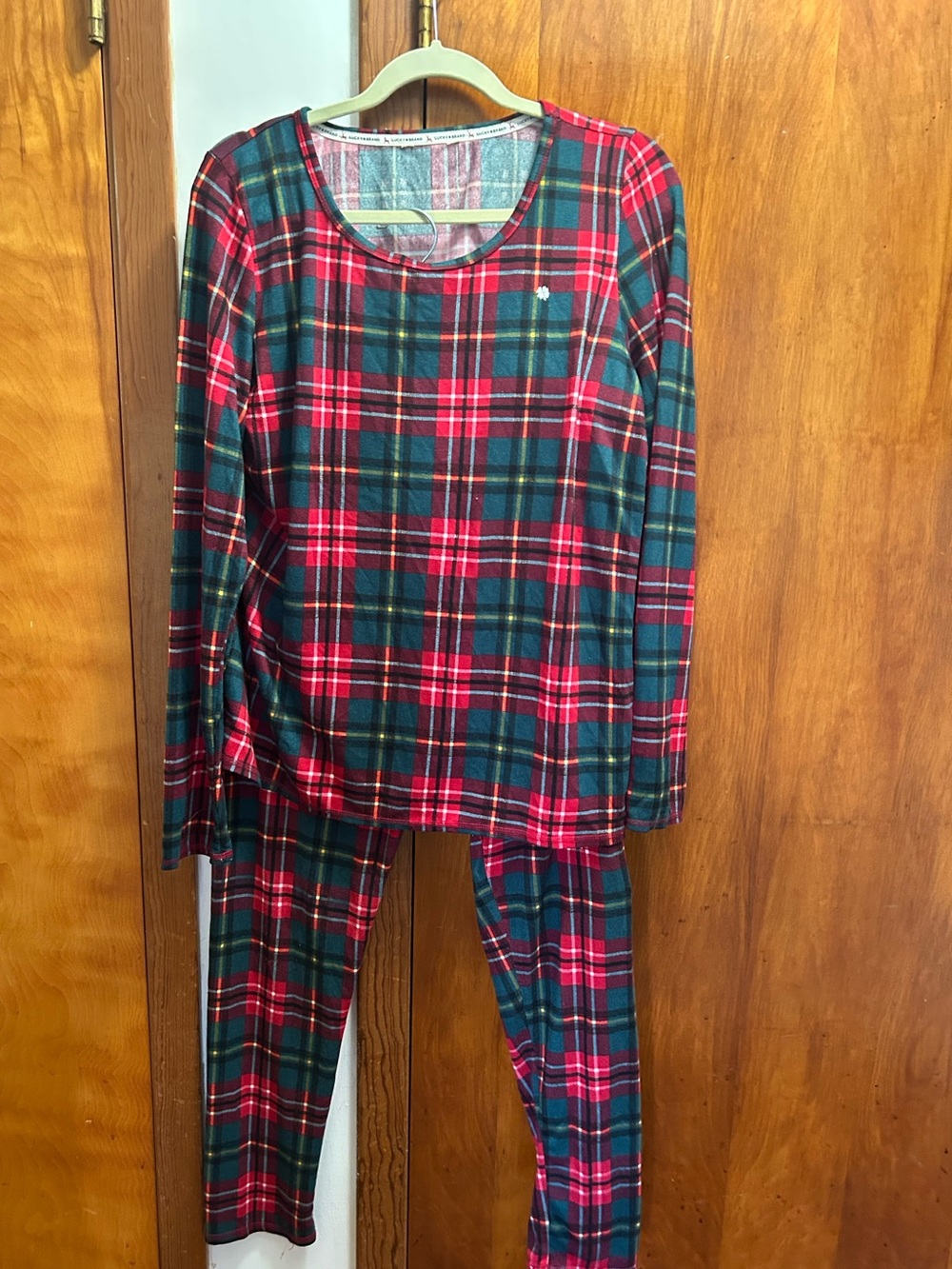 Plaid Long-Sleeve Pajama Set - Red & Green